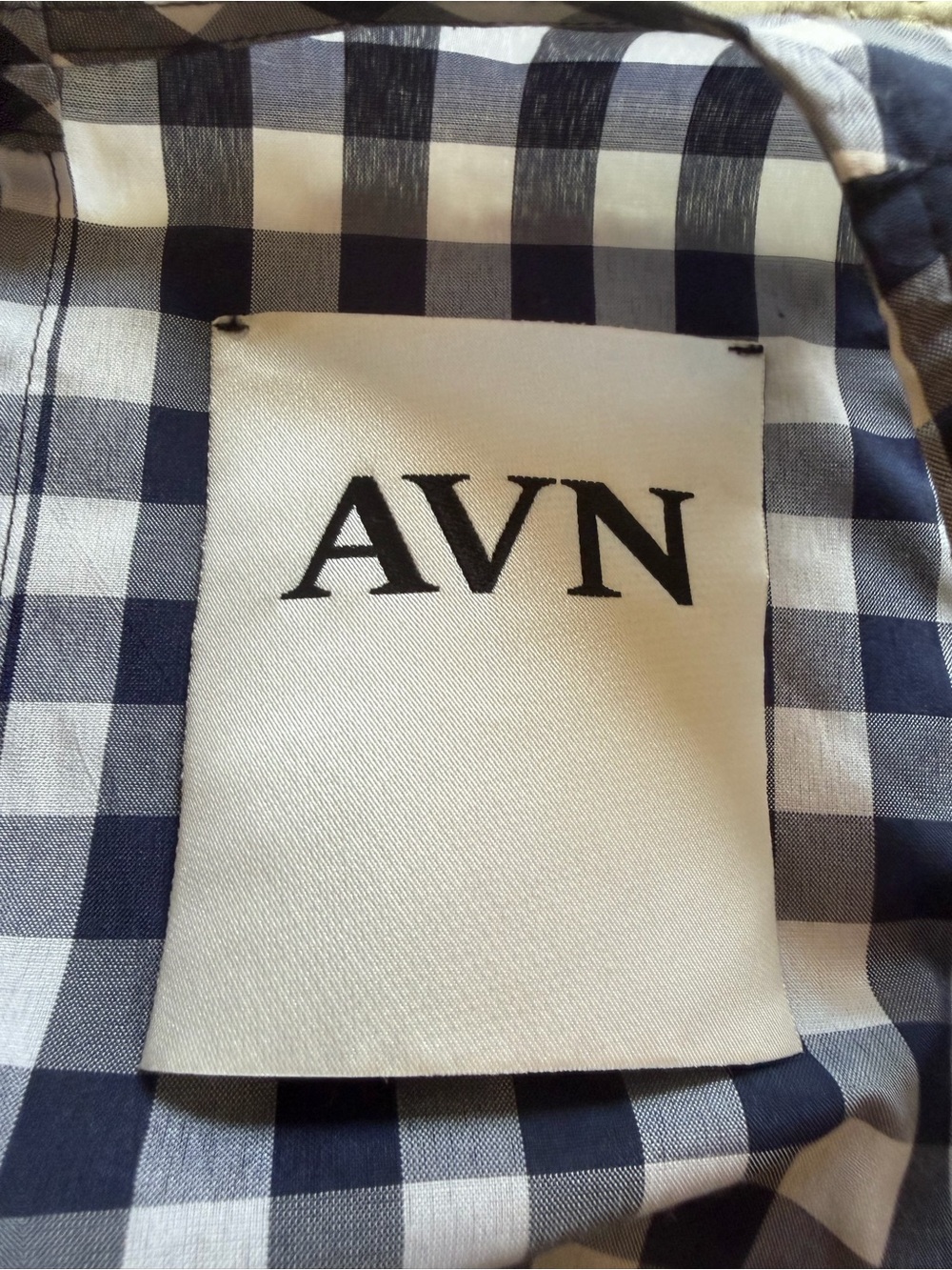 AVN Italy Navy Blue Gingham Swing Dress Minimalist A-Line Trapeze, Euro 40, US S - Picture 7 of 10